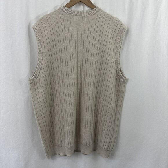 Chaps Ralph Lauren Crested Neutral Preppy Sweater Vest Mens XL Old Money Golf - Picture 2 of 8